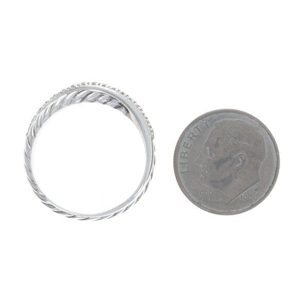 David Yurman Crossover Diamond Band Sterling 925 Round .15ctw Size 8 1/2 Ring - Picture 4 of 6